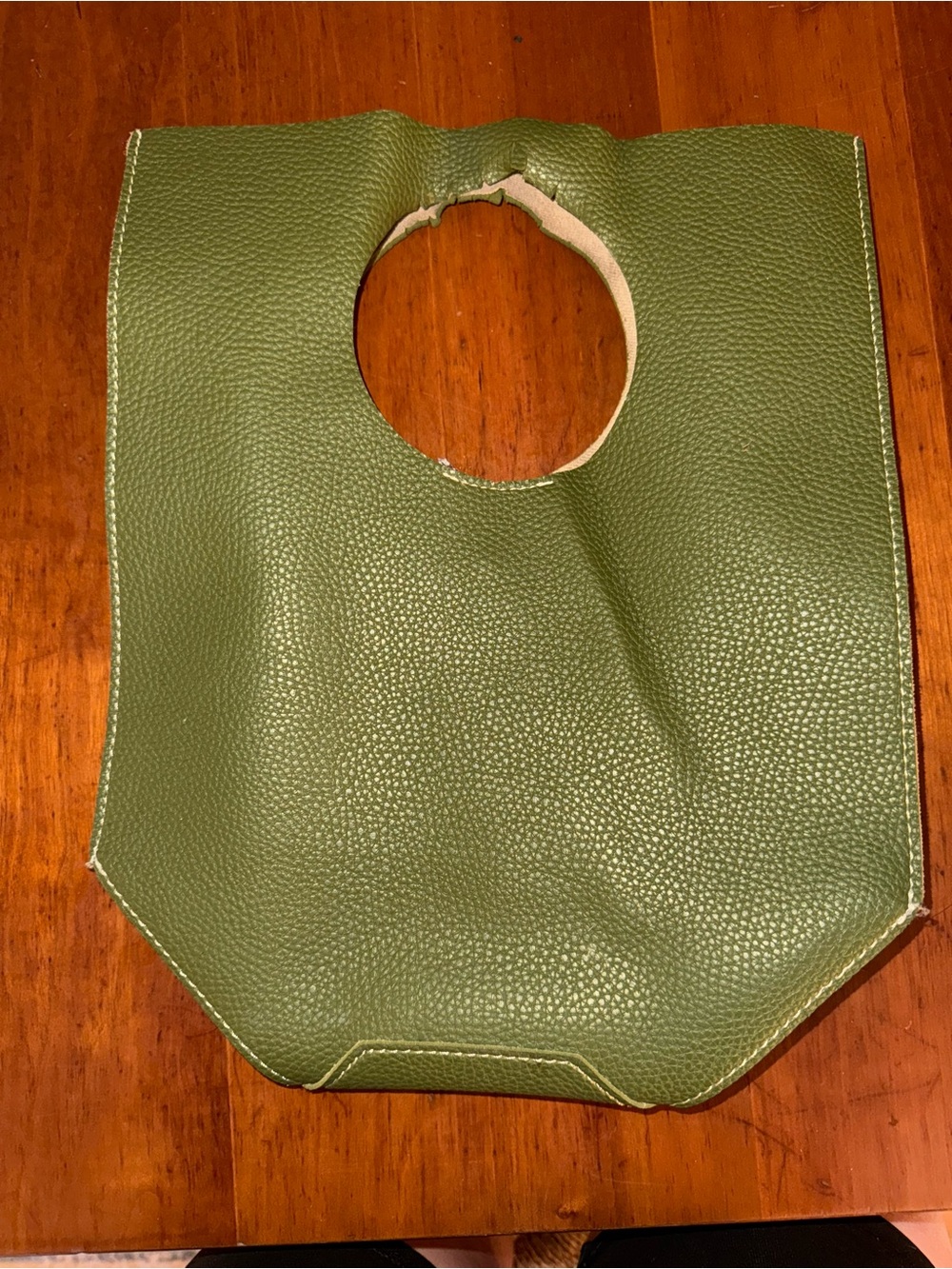 Olive Green Pebbled faux leather  Tote with Circular Handle